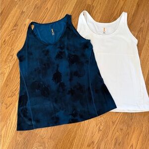 Lucy Women's Scoop Tank Tops - Navy Tie-Dye & White